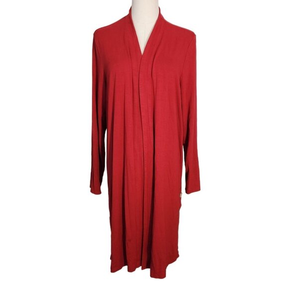 J Jill Wearever Collection Red Stretch Knit Cardigan Jacket Womens Size L - Picture 5 of 11